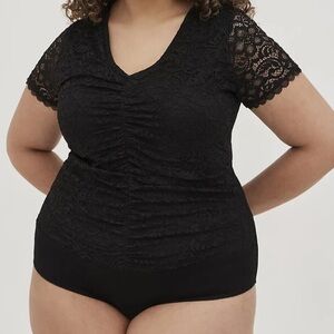 Torrid Goth Whimsigoth Dark Fairy Grunge Vamp Witchy Lace Bodysuit Black 0 L 12